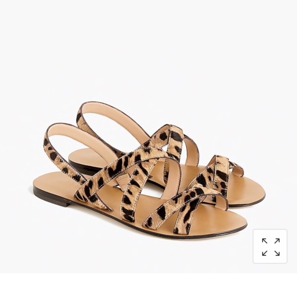 J crew cross strap sandals in calf hair